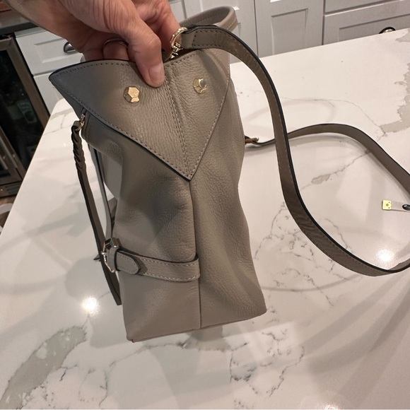 LODIS NWT Nikki Pebbled Leather Satchel Shoulder Bag Crossbody Purse Ash Gray - Picture 11 of 16